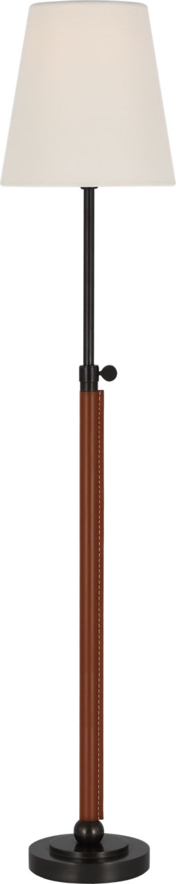 Bryant Wrapped Table Lamp in Bronze and Saddle Leather with Linen Shade