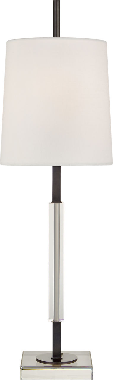 Lexington Medium Table Lamp in Bronze and Crystal with Linen Shade