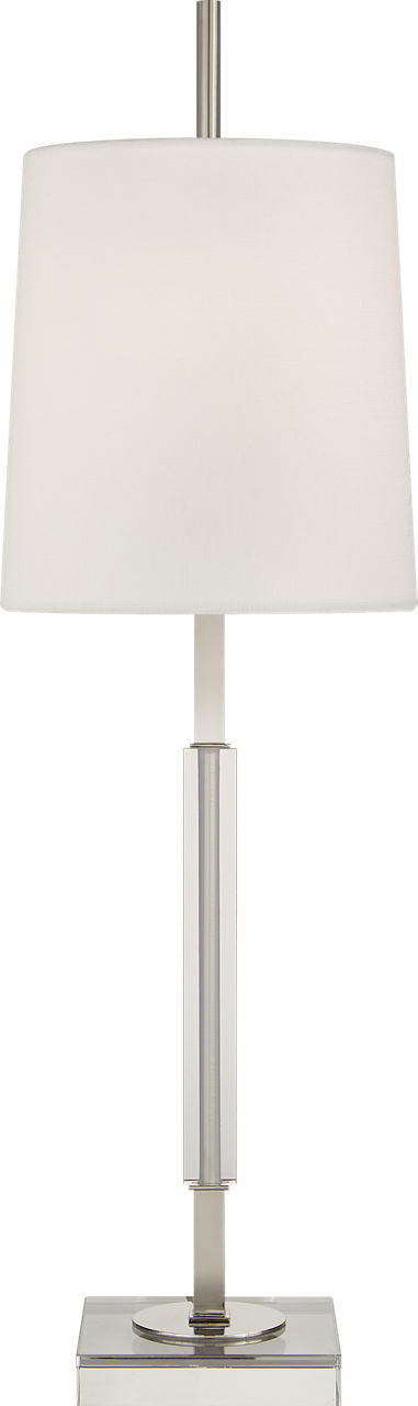 Lexington Medium Table Lamp in Polished Nickel and Crystal with Linen Shade
