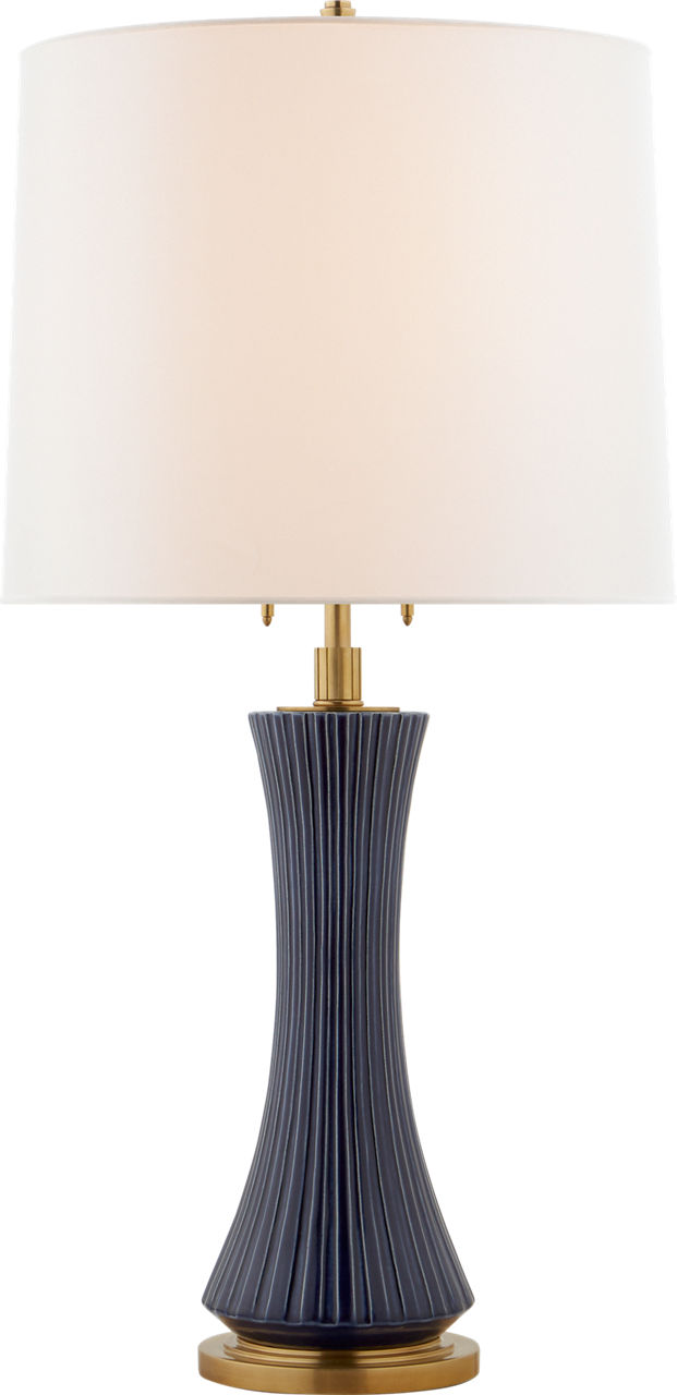 Elena Large Table Lamp in Denim with Linen Shade
