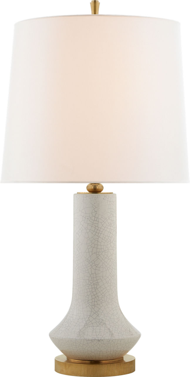 Luisa Large Table Lamp in White Crackle with Linen Shade