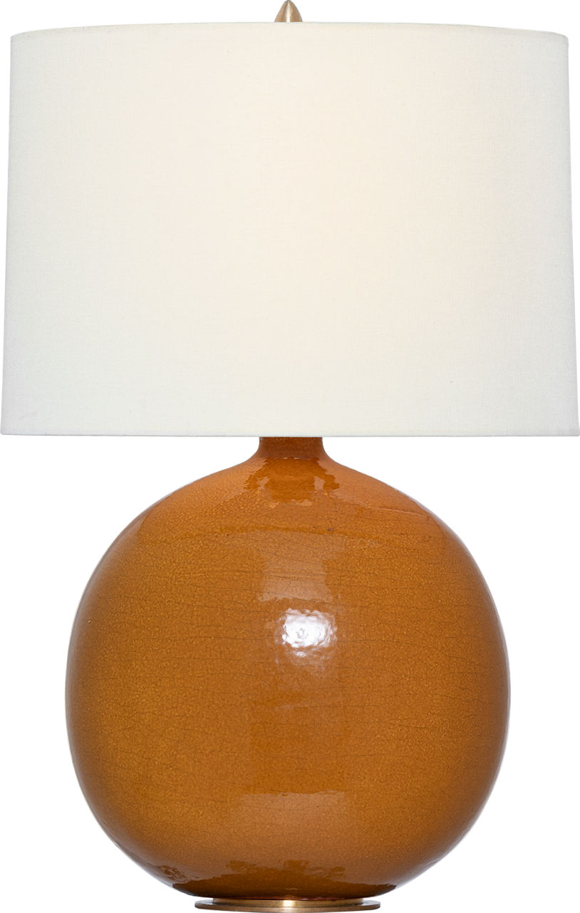 Sao Paulo 21" Table Lamp in Crackled Sienna with Linen Shade