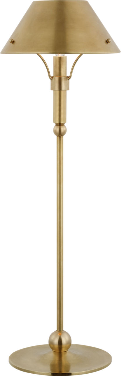 Turlington Medium Table Lamp in Hand-Rubbed Antique Brass with Hand-Rubbed Antique Brass Shade
