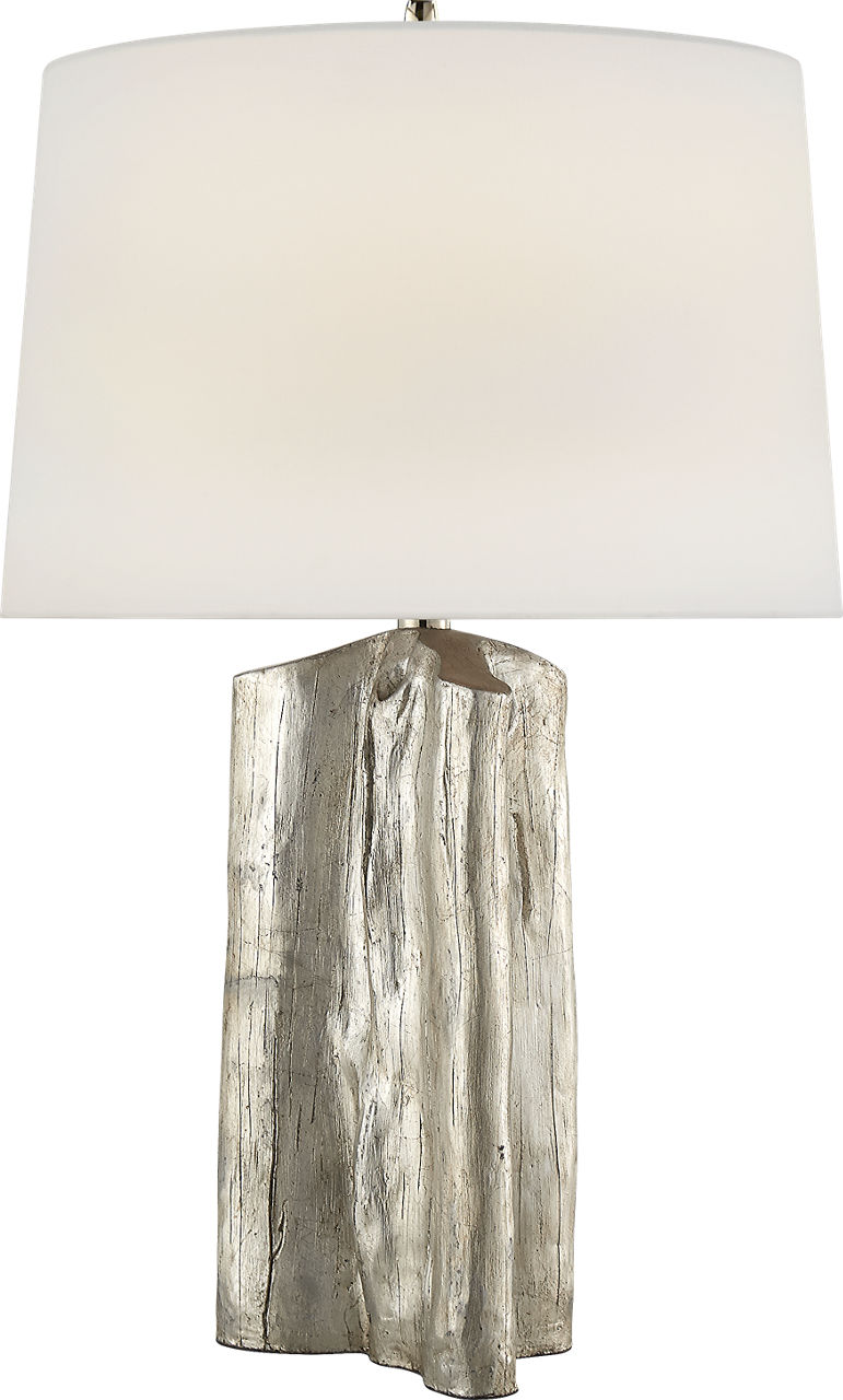 Sierra Buffet Lamp in Burnished Silver Leaf with Linen Shade