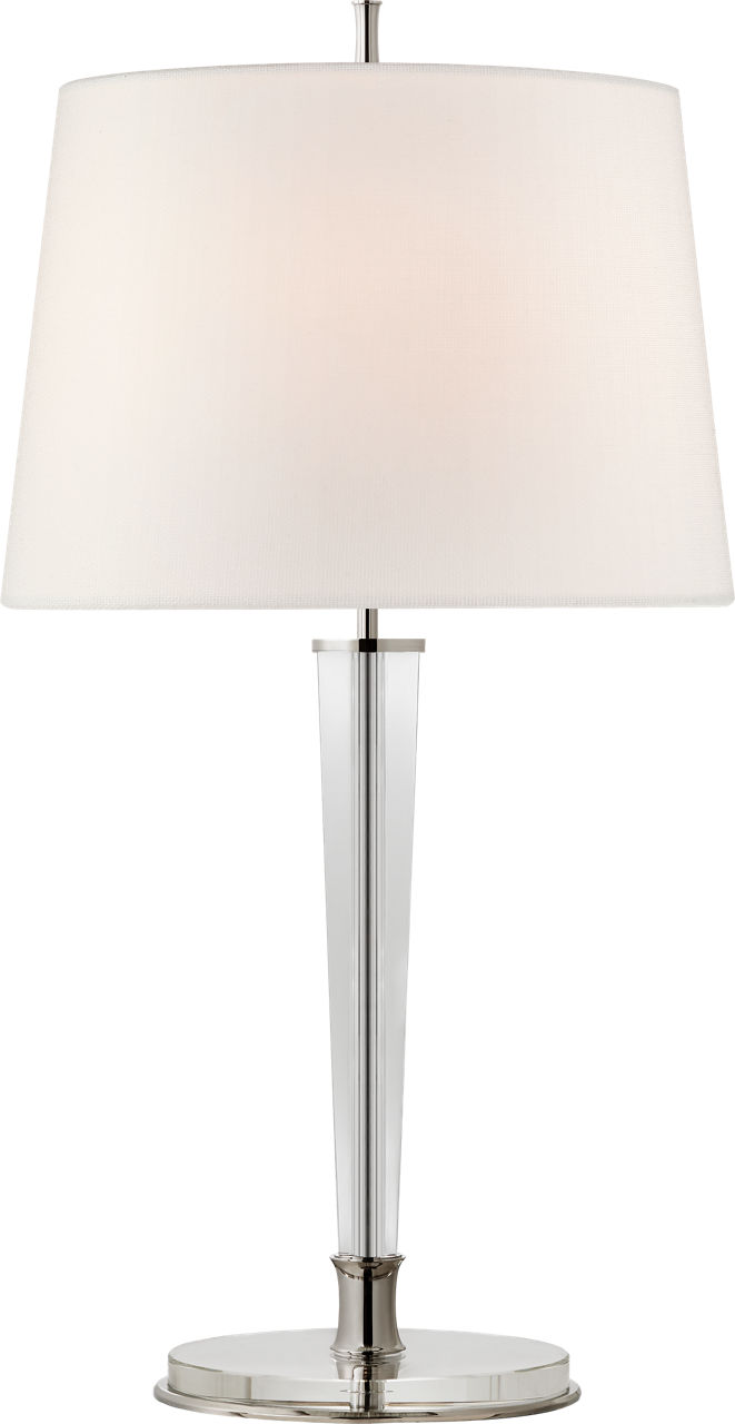 Lyra Large Table Lamp in Polished Nickel and Crystal with Linen Shade