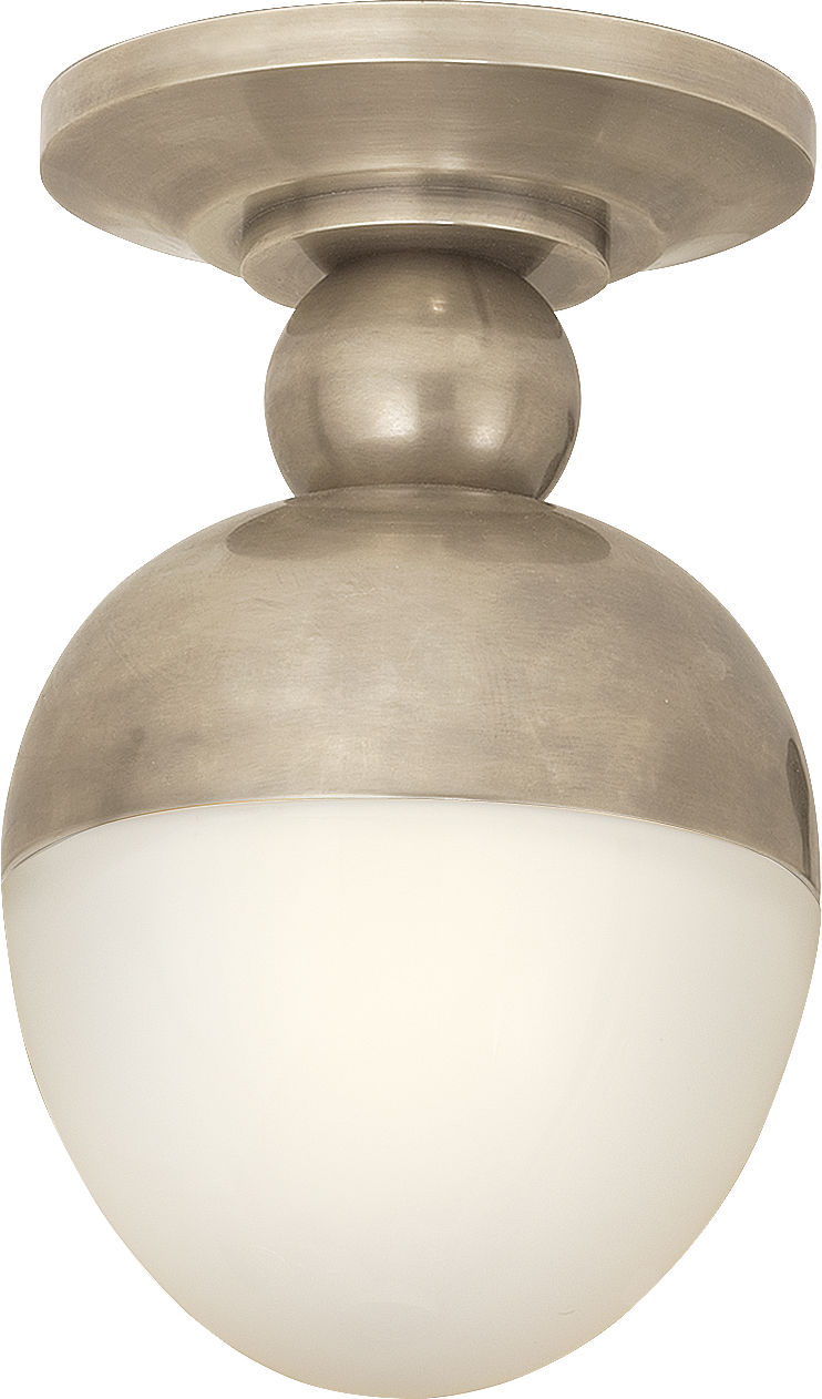 Clark Flush Mount in Antique Nickel with White Glass