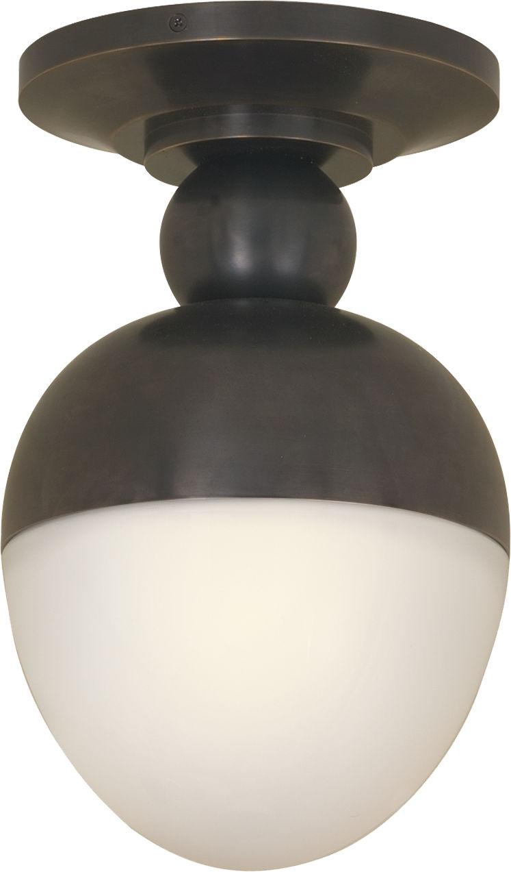 Clark Flush Mount in Bronze with White Glass