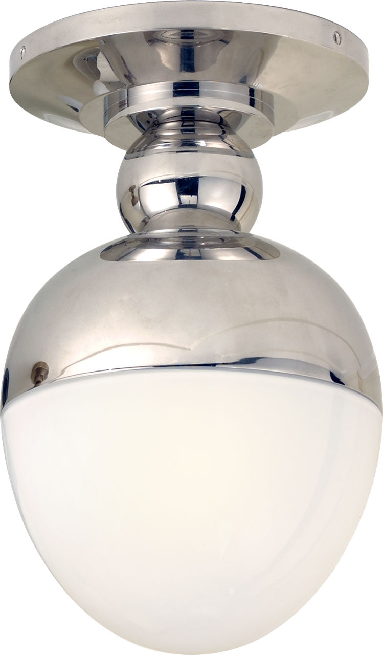 Clark Flush Mount in Polished Nickel with White Glass