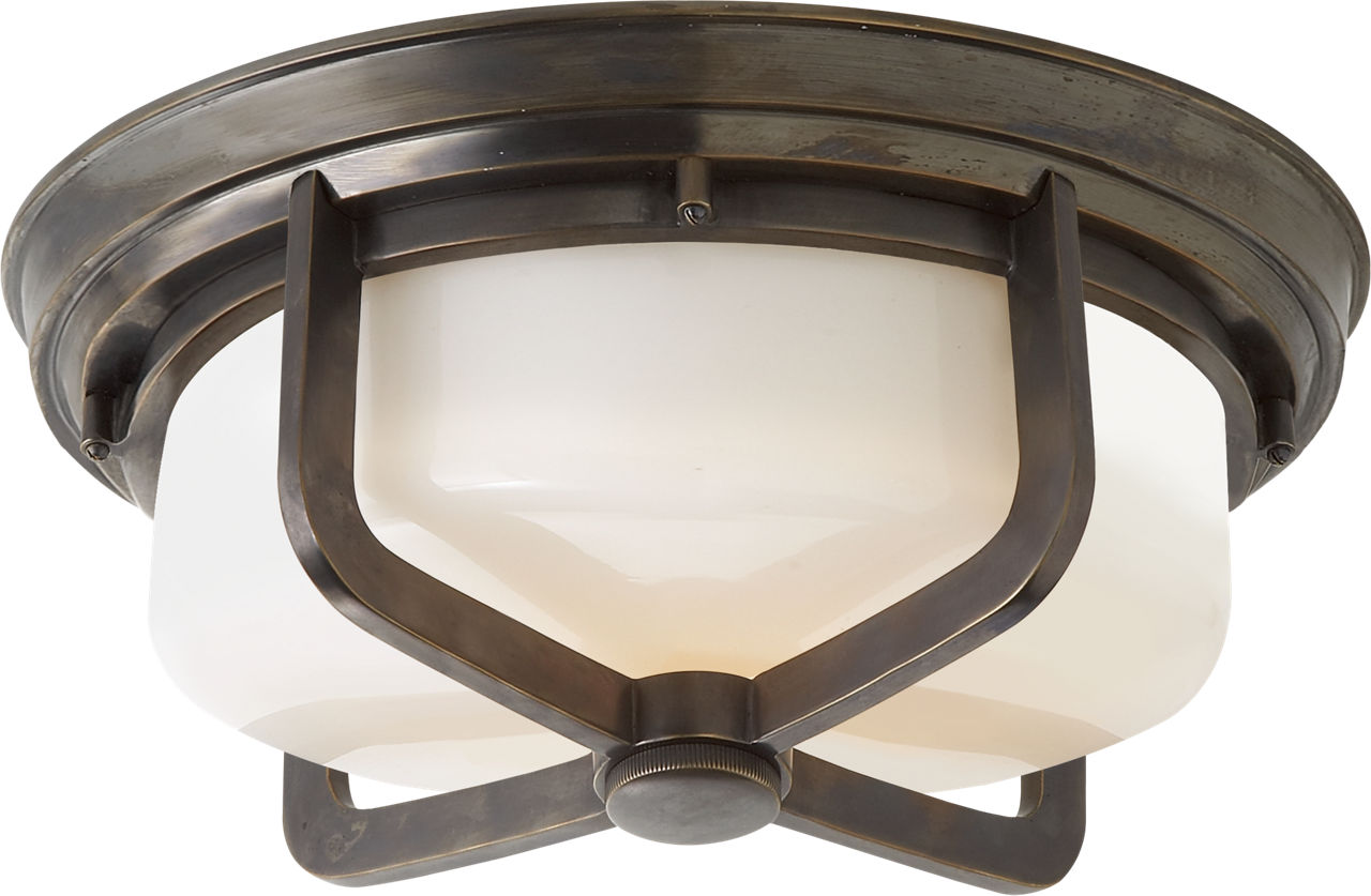 Milton Large Flush Mount in Bronze with White Glass