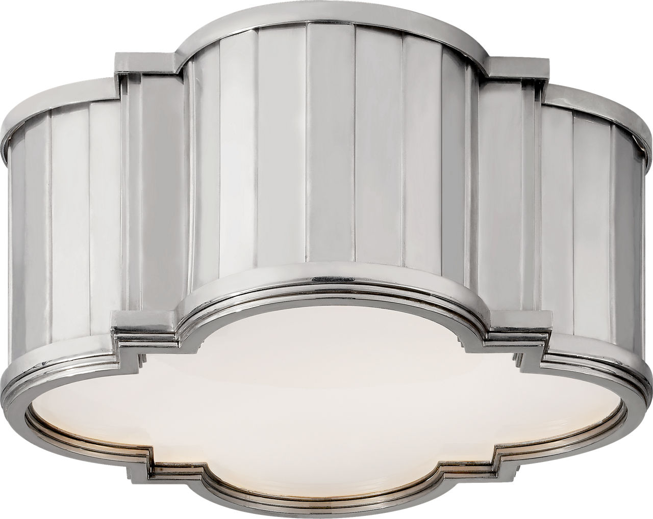 Tilden Small Flush Mount in Polished Nickel with White Glass