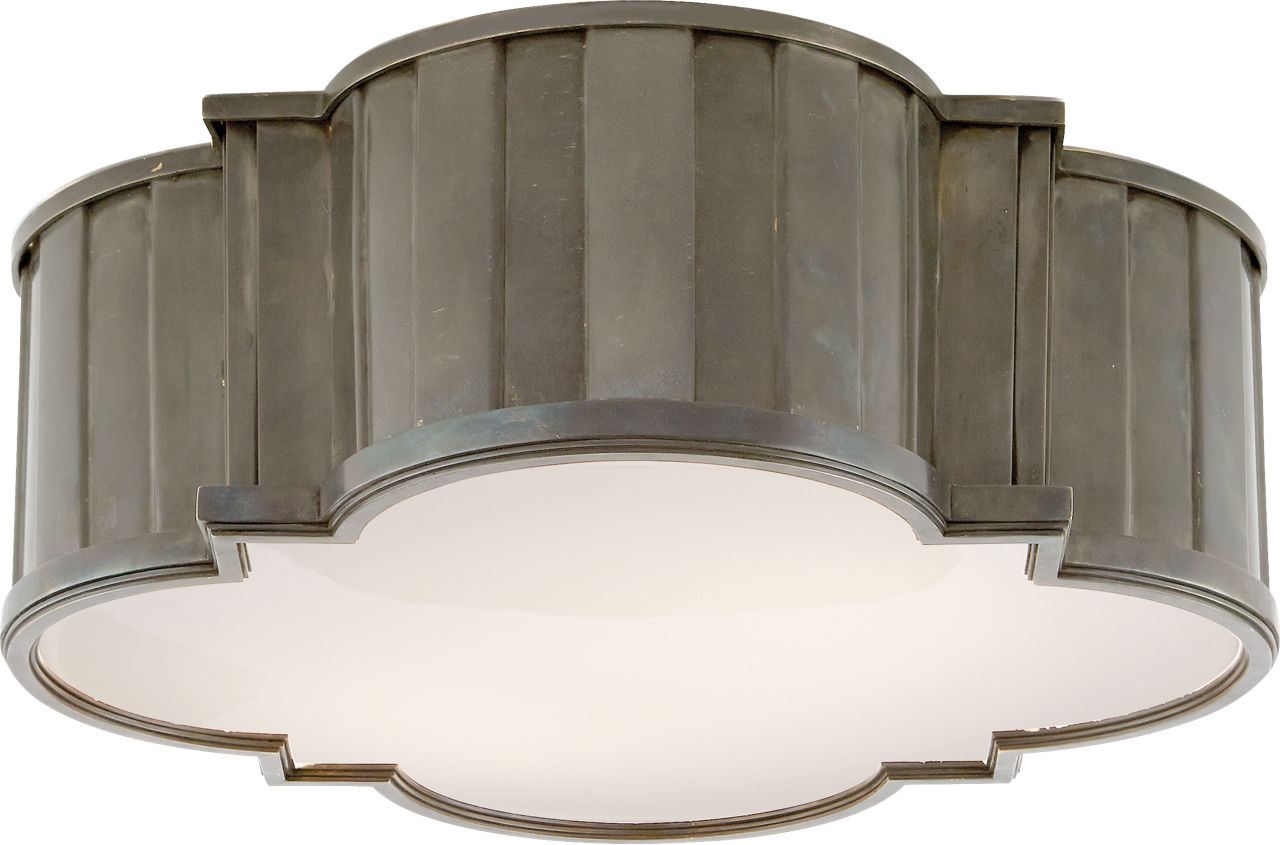 Tilden Large Flush Mount in Antique Nickel with White Glass