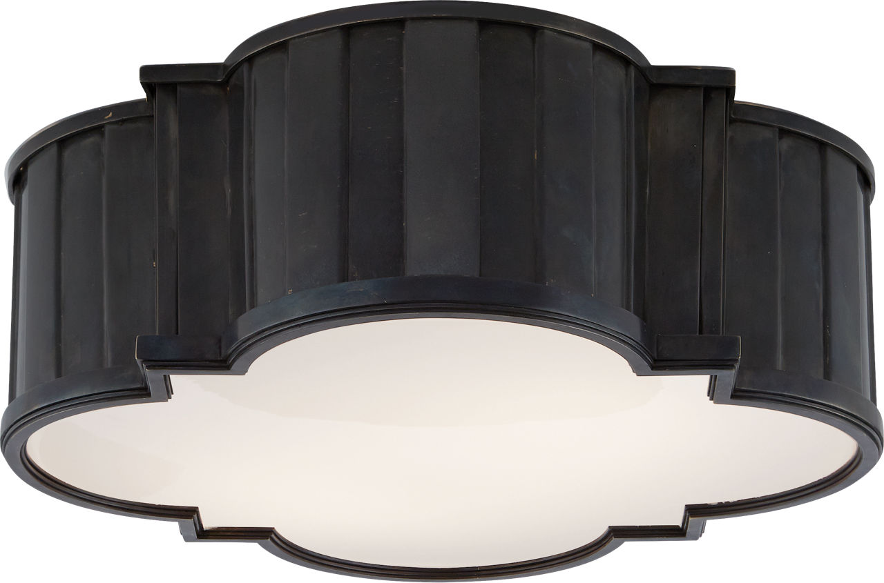 Tilden Large Flush Mount in Bronze with White Glass