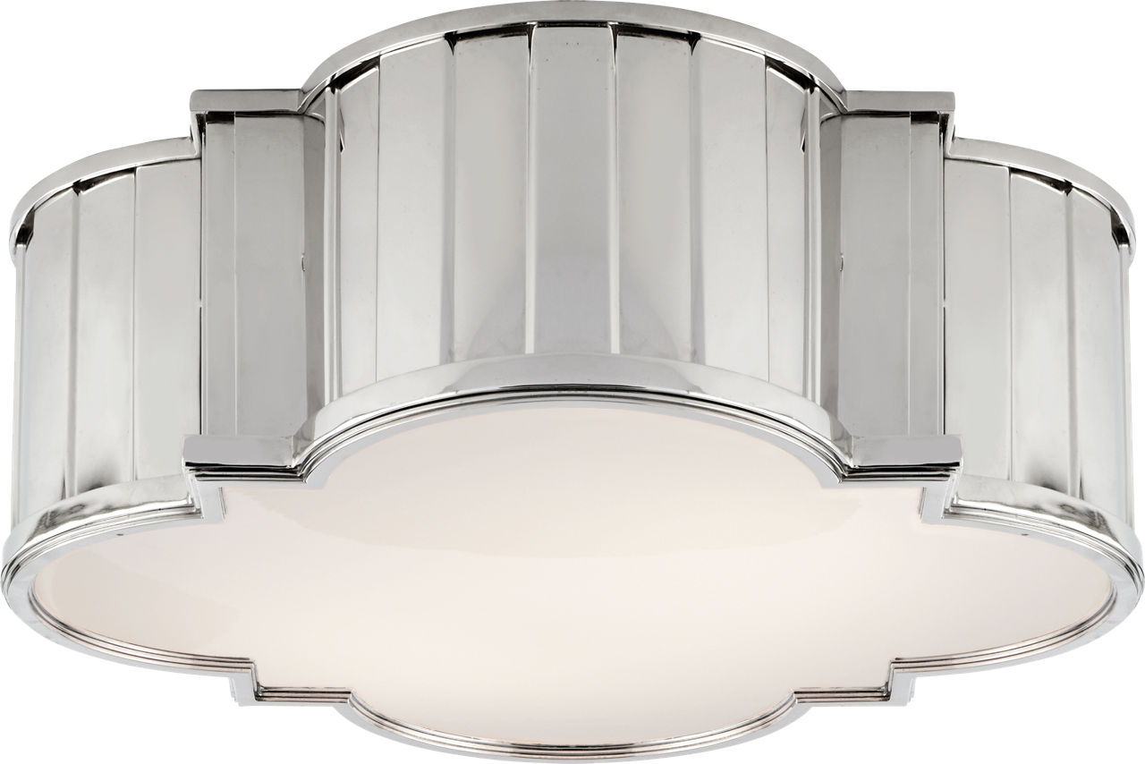Tilden Large Flush Mount in Polished Nickel with White Glass