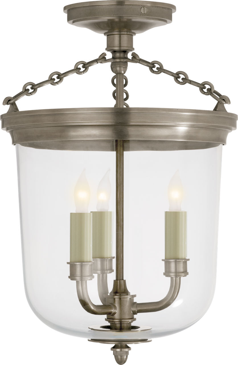 Merchant Semi-Flush in Antique Nickel with Clear Glass