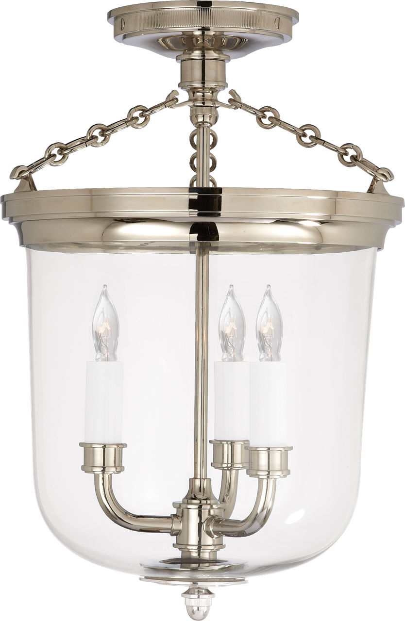 Merchant Semi-Flush in Polished Nickel with Clear Glass