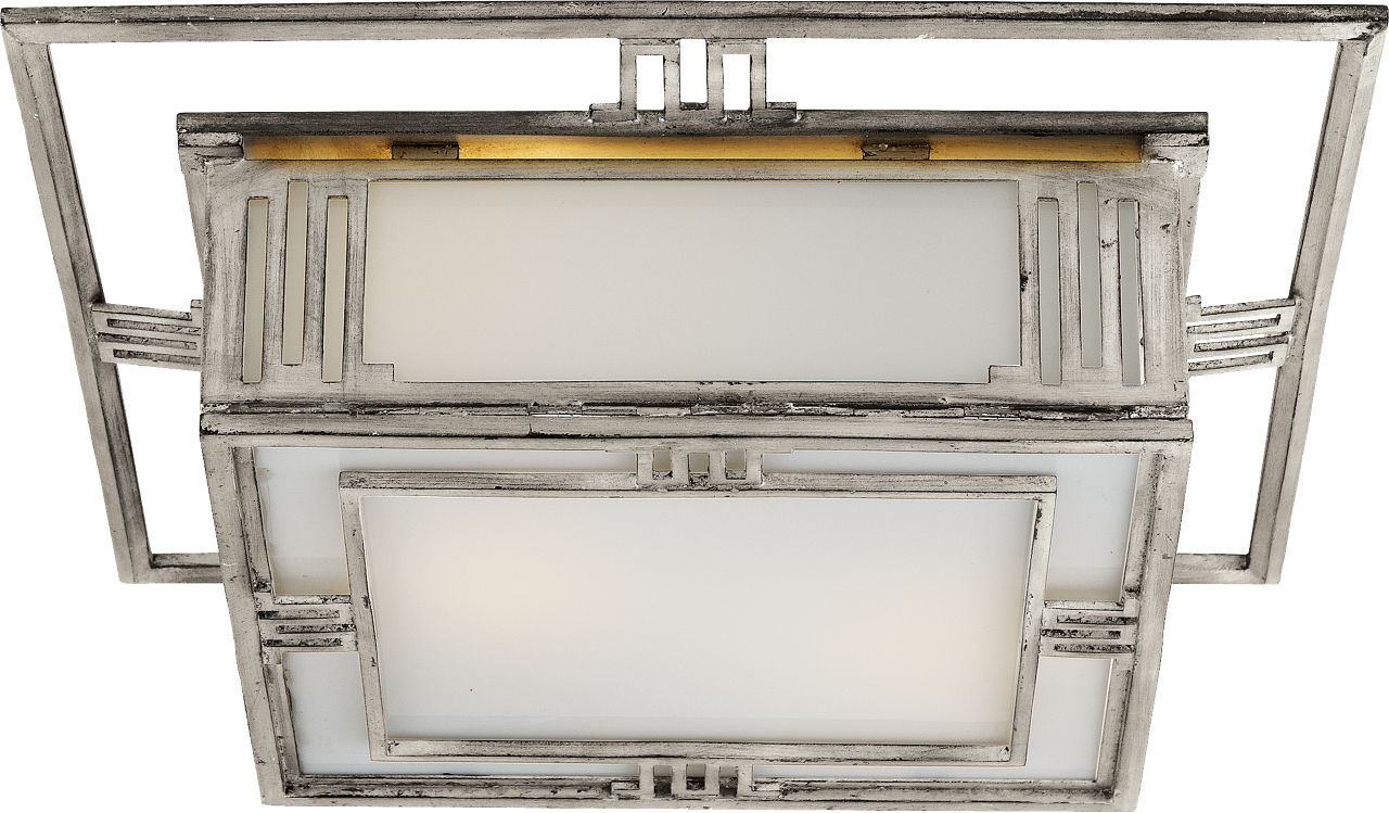 Enrique Flush Mount in Burnished Silver Leaf with White Glass