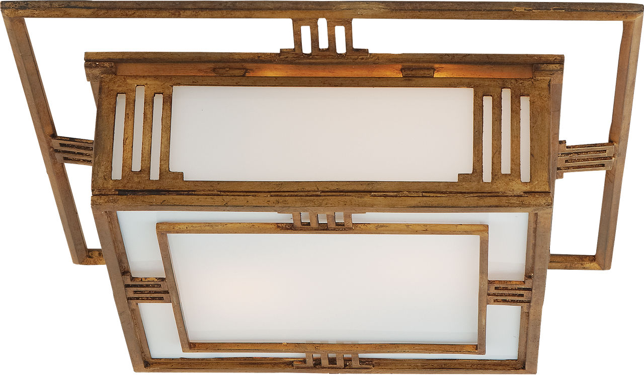 Enrique Flush Mount in Gilded Iron with White Glass