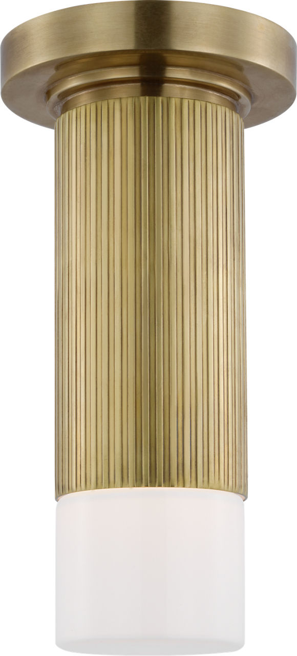 Ace Mini Monopoint Flush Mount in Hand-Rubbed Antique Brass with White Glass