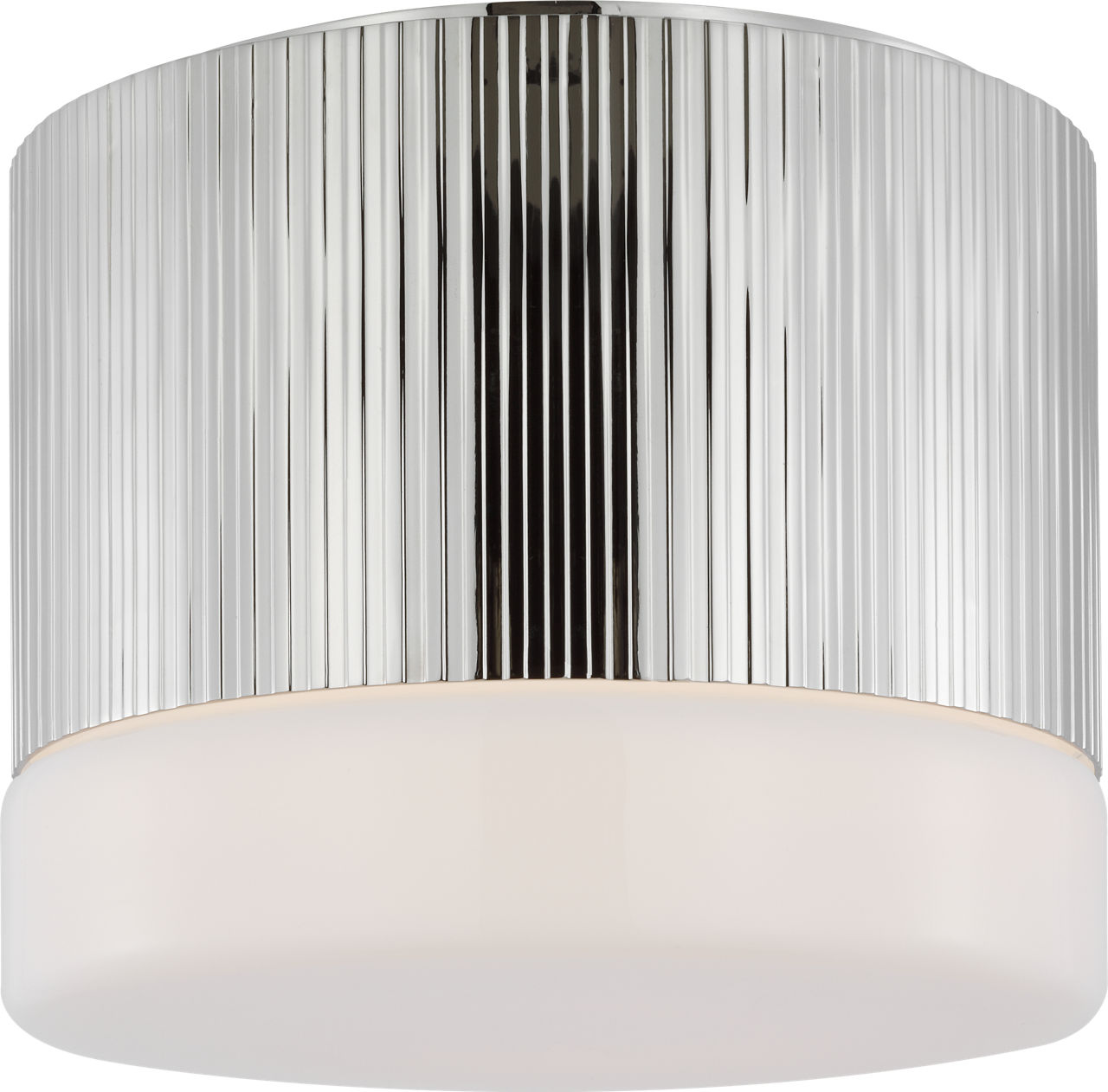 Ace 7" Flush Mount in Polished Nickel with White Glass
