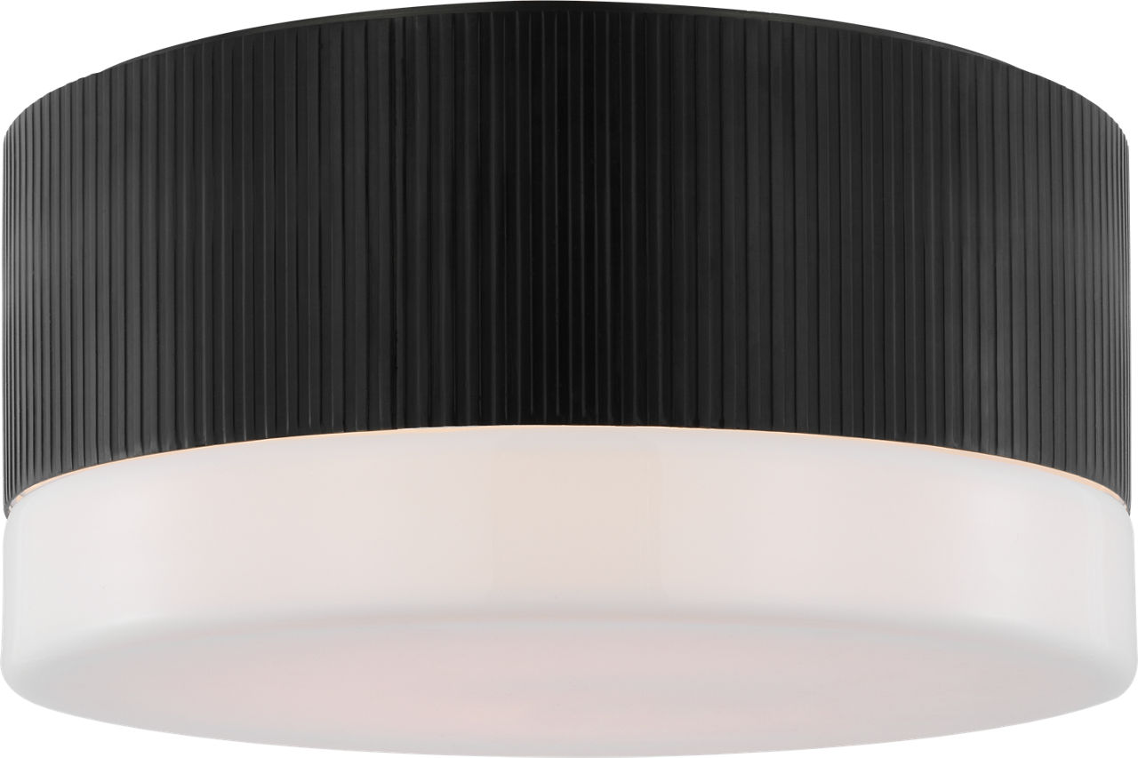 Ace 12" Flush Mount in Bronze with White Glass