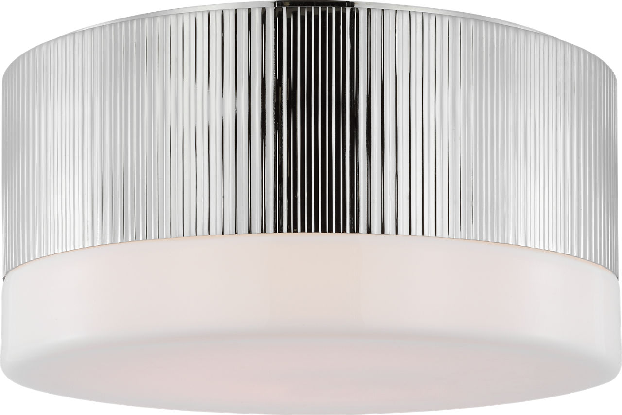 Ace 12" Flush Mount in Polished Nickel with White Glass