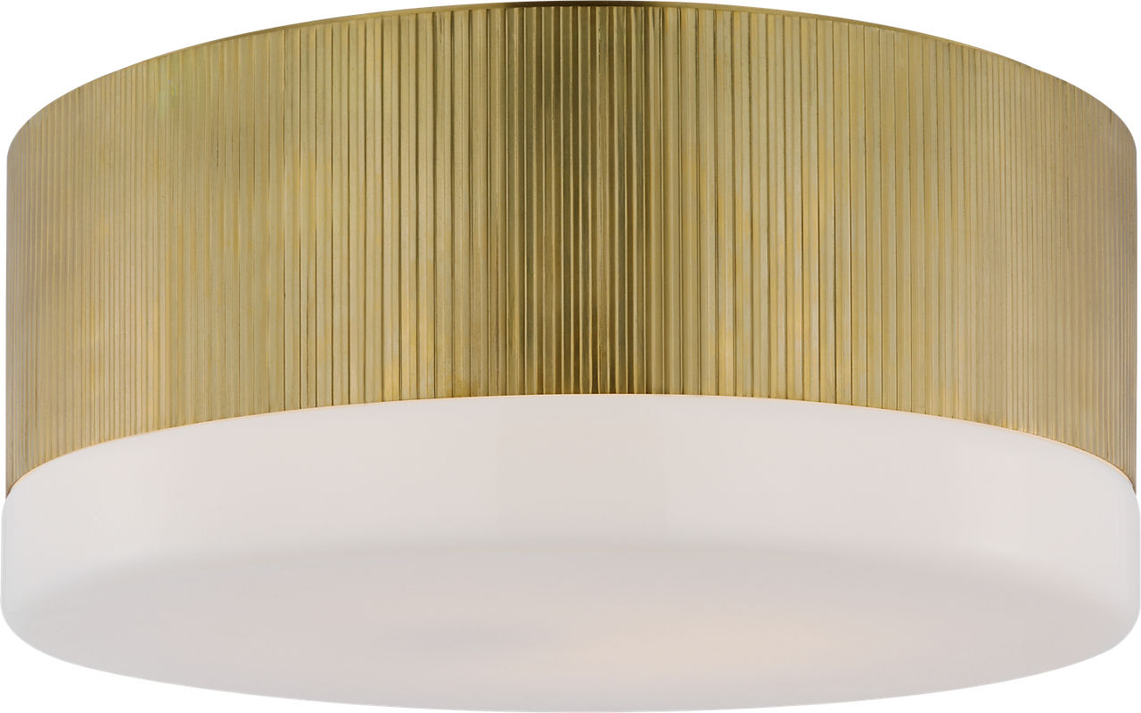 Ace 17" Flush Mount in Hand-Rubbed Antique Brass with White Glass