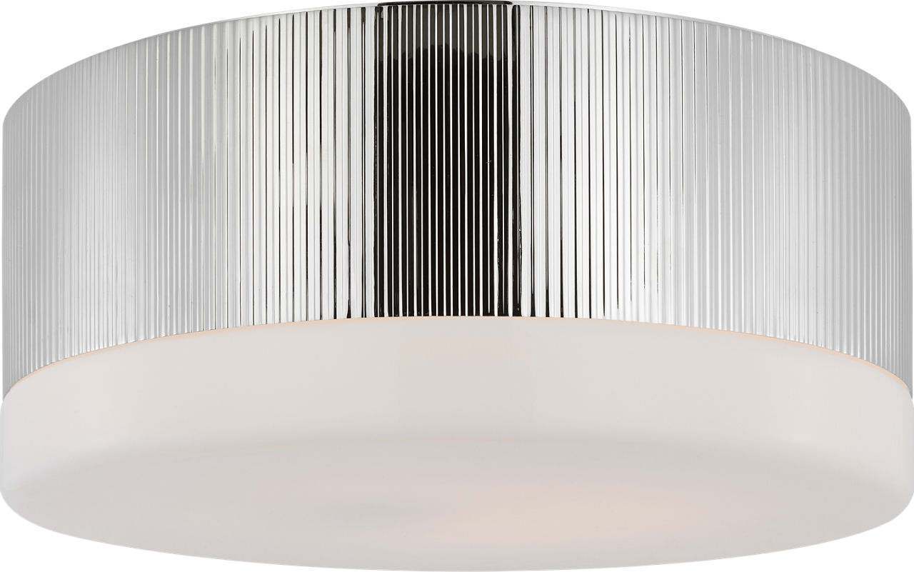 Ace 17" Flush Mount in Polished Nickel with White Glass