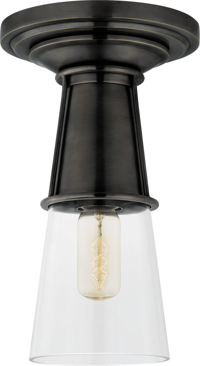 Robinson Small Flush in Bronze with Clear Glass