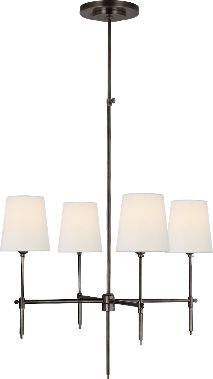 Bryant Small Chandelier in Bronze with Linen Shades
