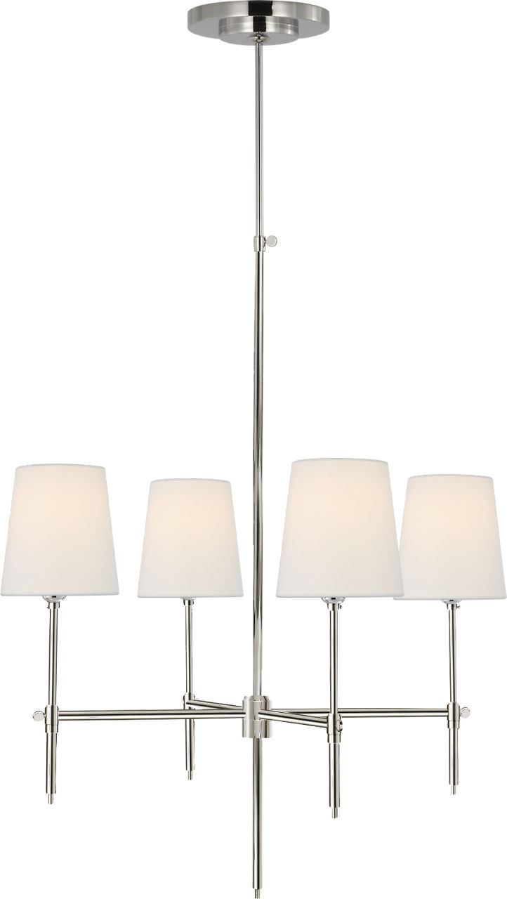 Bryant Small Chandelier in Polished Nickel with Linen Shades