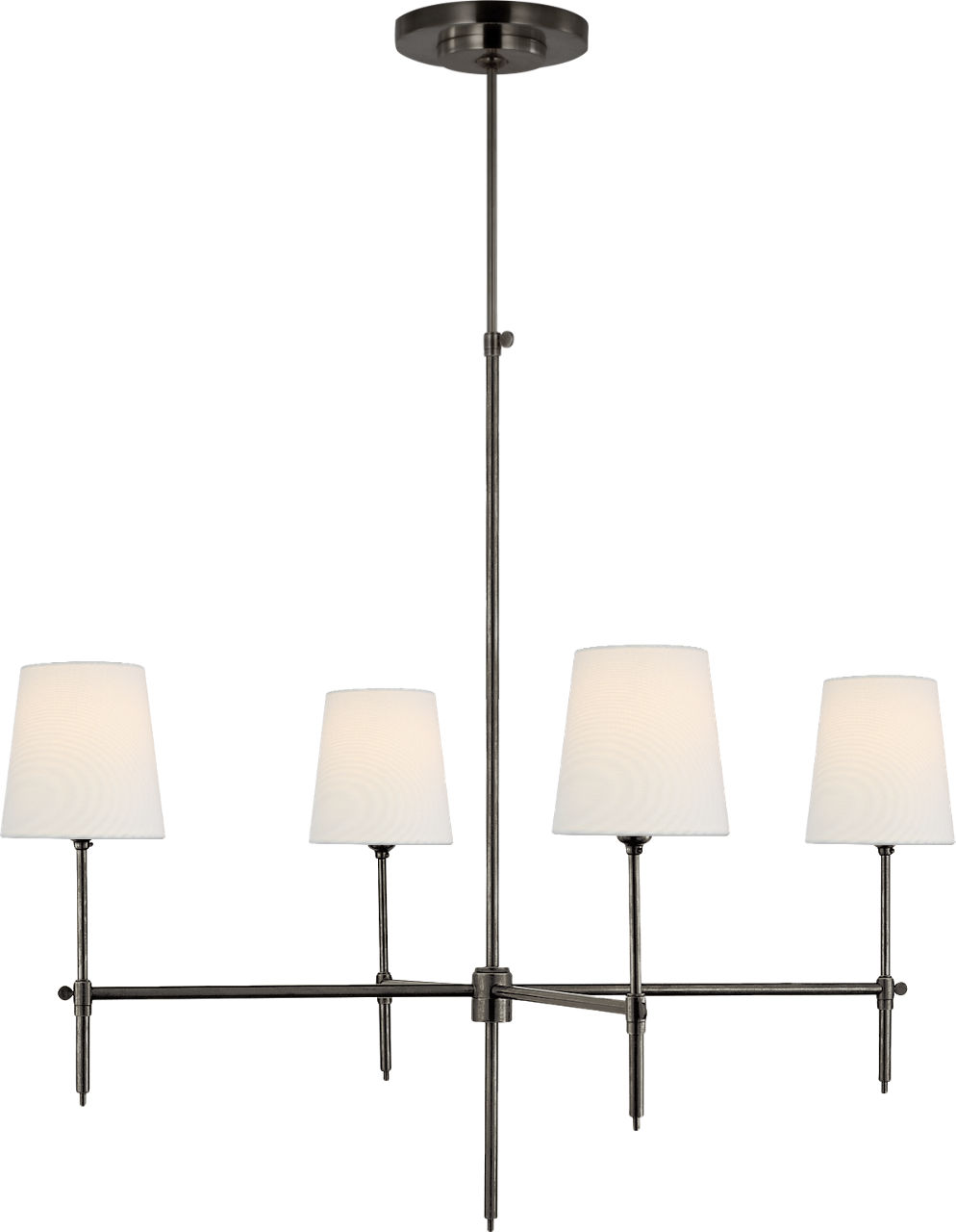 Bryant Large Chandelier in Bronze with Linen Shades