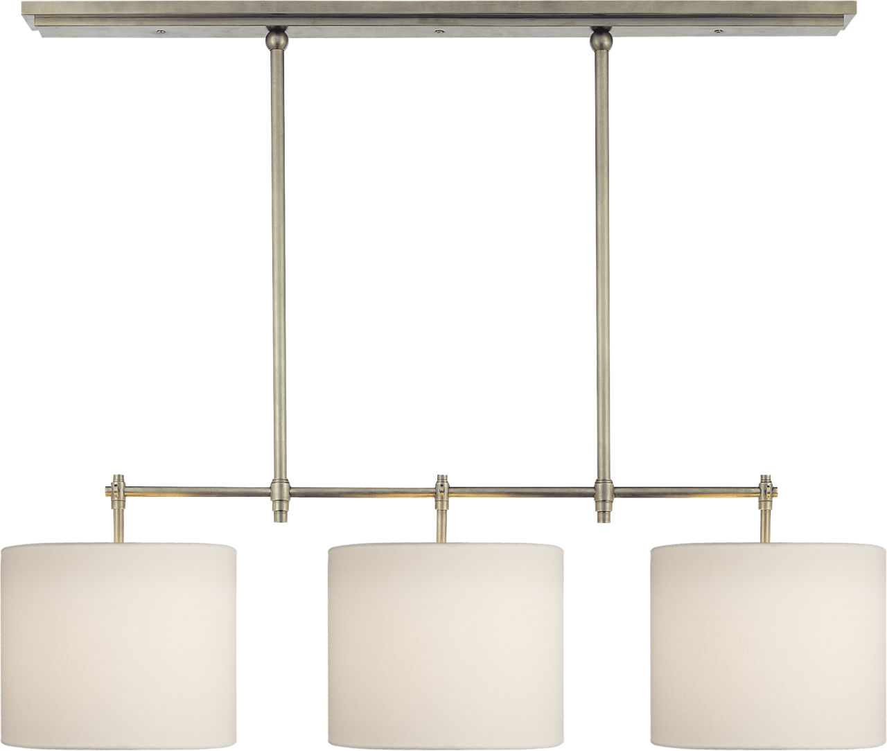 Bryant Small Billiard in Antique Nickel with Linen Shades