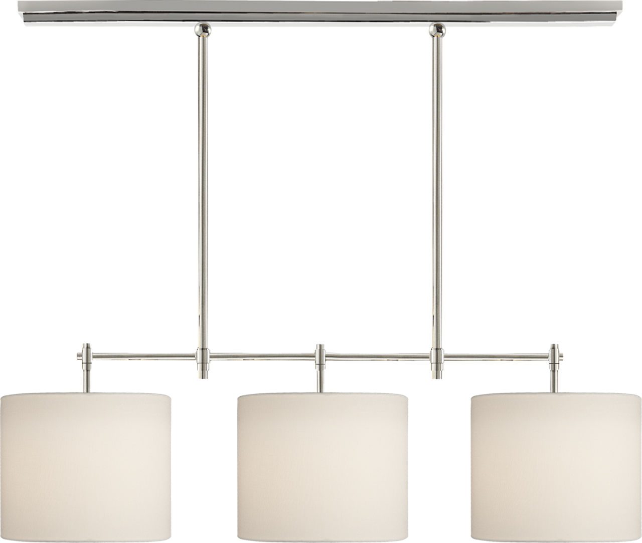 Bryant Small Billiard in Polished Nickel with Linen Shades