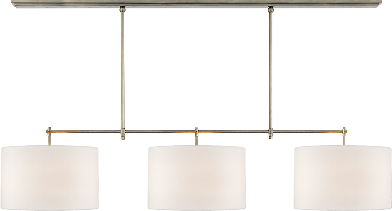 Bryant Large Billiard in Antique Nickel with Linen Shades