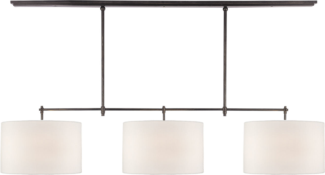 Bryant Large Billiard in Bronze with Linen Shades