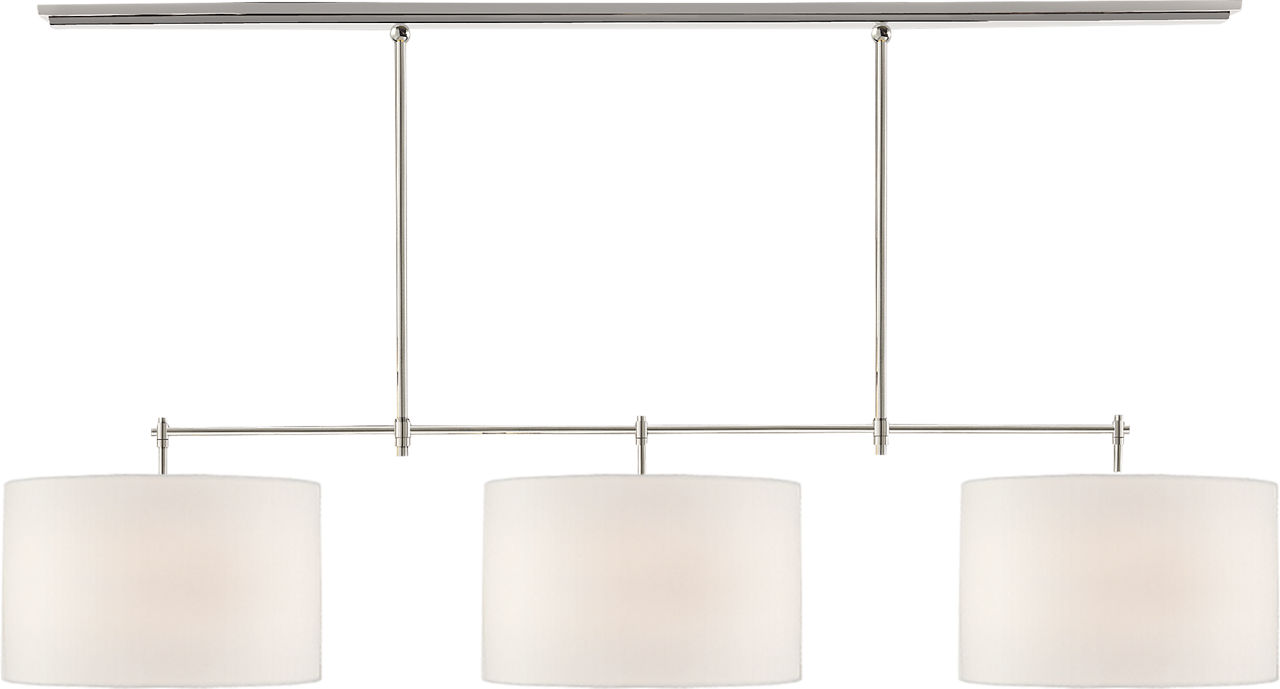 Bryant Large Billiard in Polished Nickel with Linen Shades