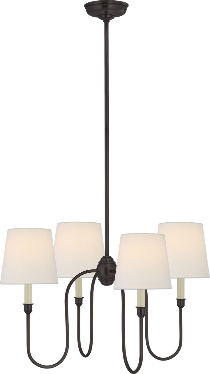 Vendome Small Chandelier in Bronze with Linen Shades