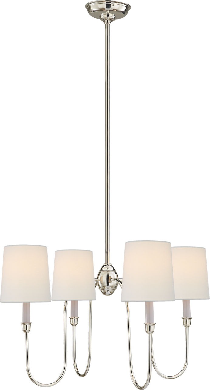 Vendome Small Chandelier in Polished Nickel with Linen Shades
