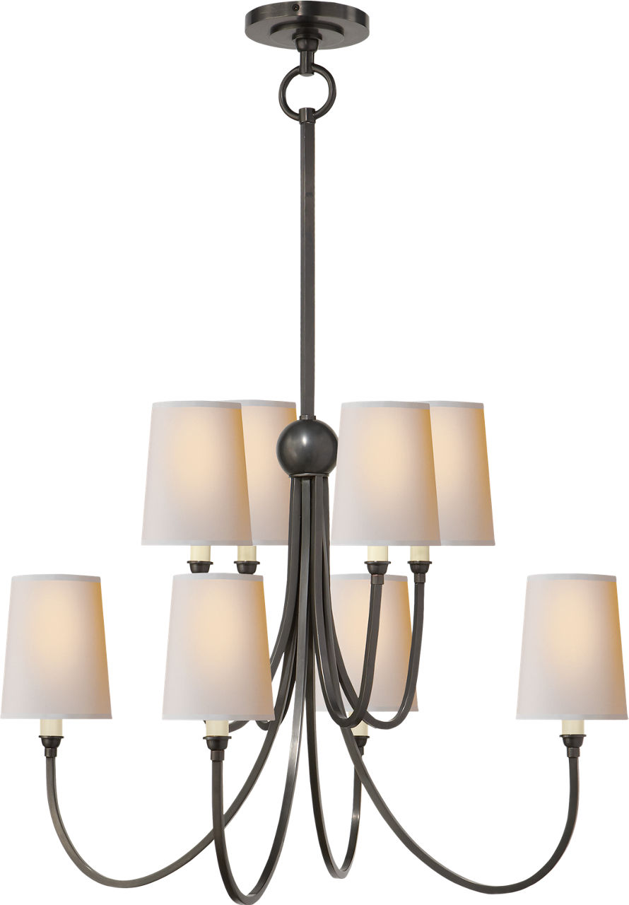 Reed Large Chandelier in Bronze with Natural Paper Shades