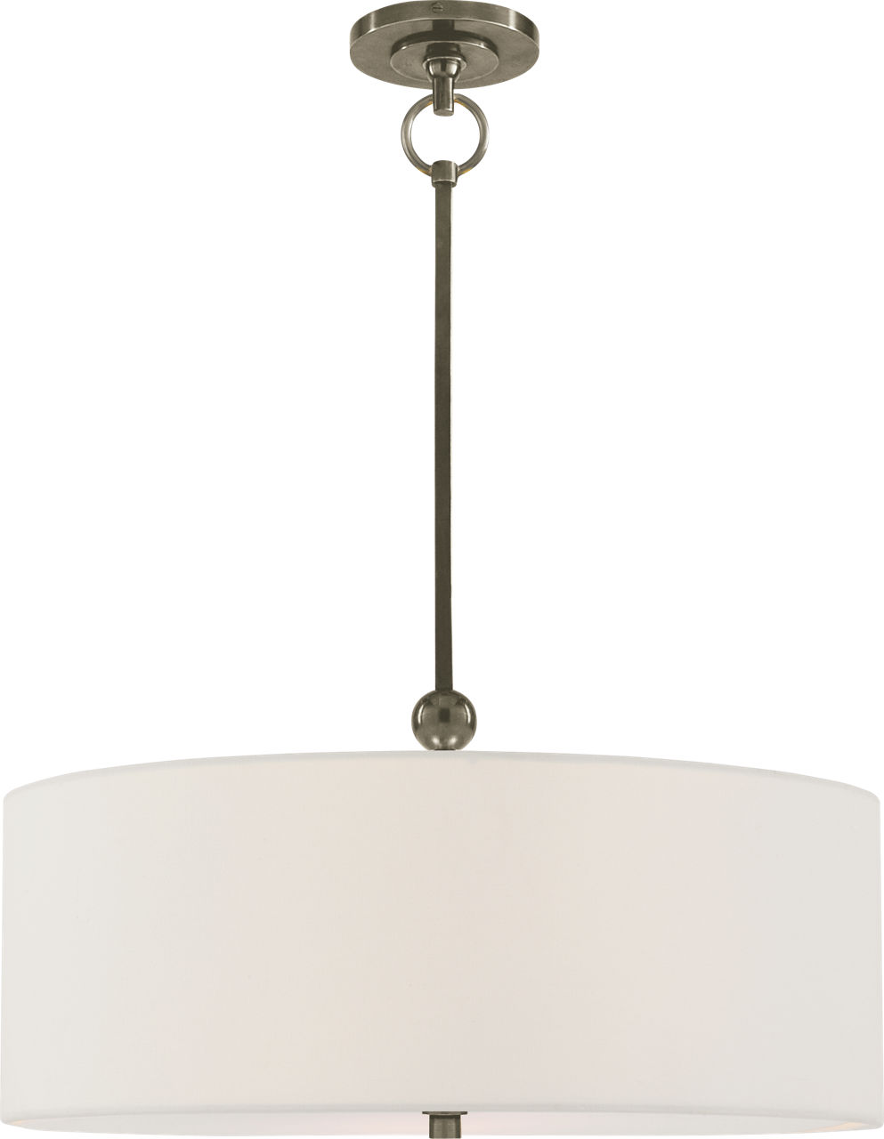 Reed Hanging Shade in Antique Nickel with Linen Shade