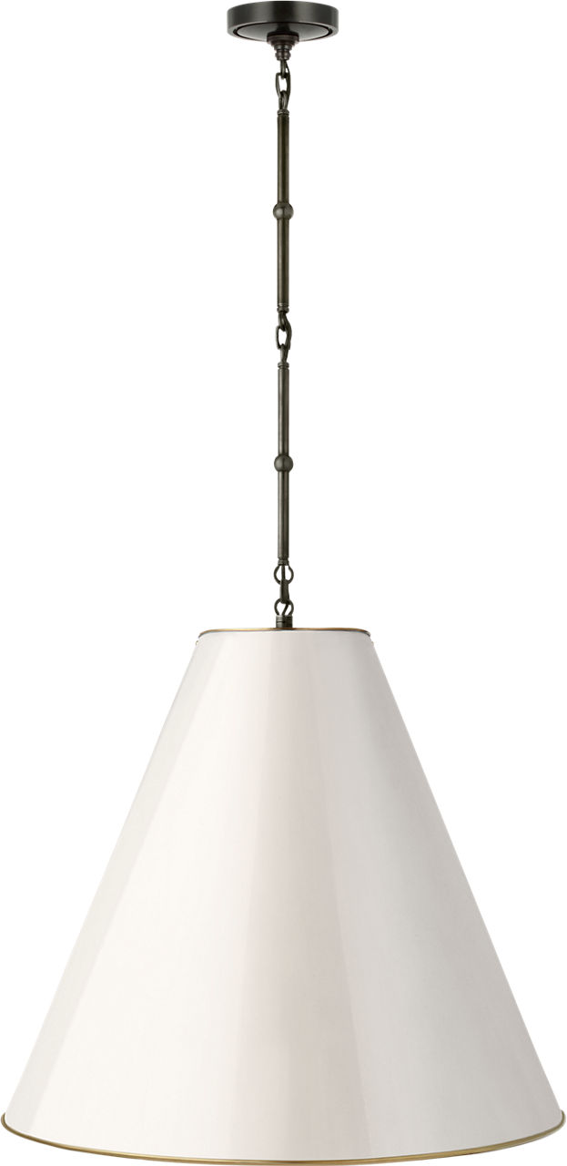 Goodman Large Hanging Lamp in Bronze with Antique White Shade
