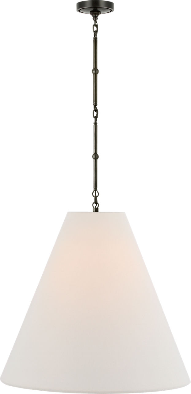Goodman Large Hanging Lamp in Bronze with Linen Shade