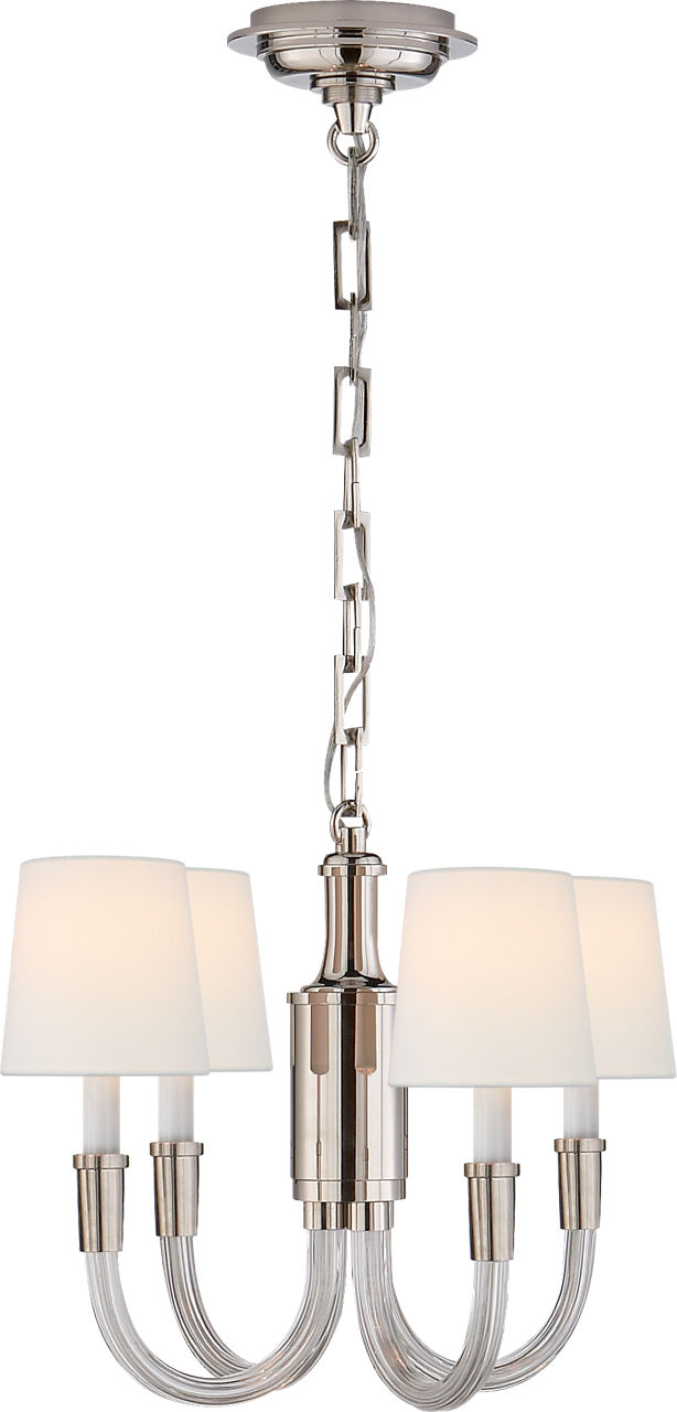 Vivian Mini Chandelier in Polished Nickel with Linen Shades