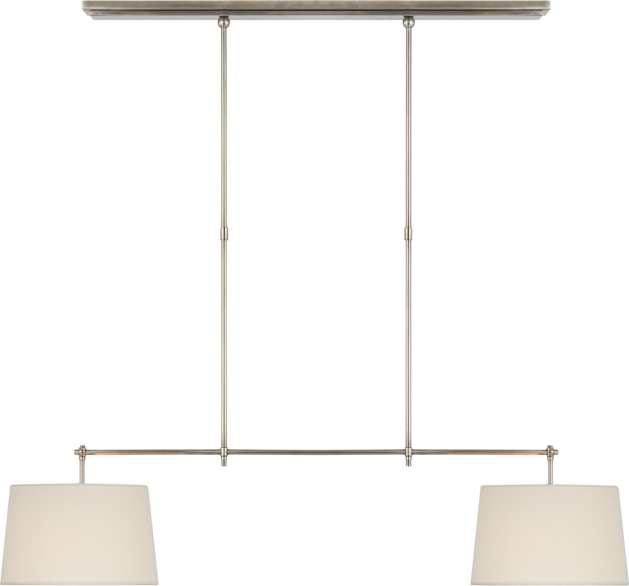 Bryant Medium Billiard in Antique Nickel with Linen Shades