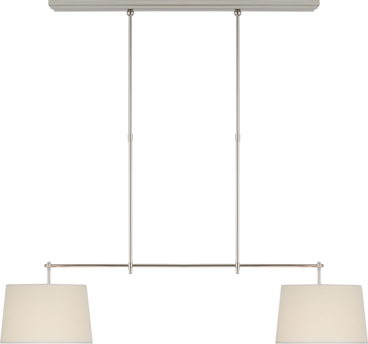 Bryant Medium Billiard in Polished Nickel with Linen Shades