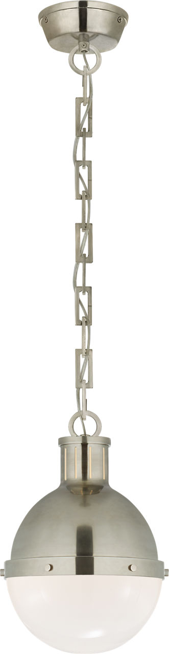 Hicks Small Pendant in Antique Nickel with White Glass