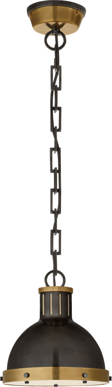 Hicks Small Pendant in Bronze and Hand-Rubbed Antique Brass with Acrylic Diffuser