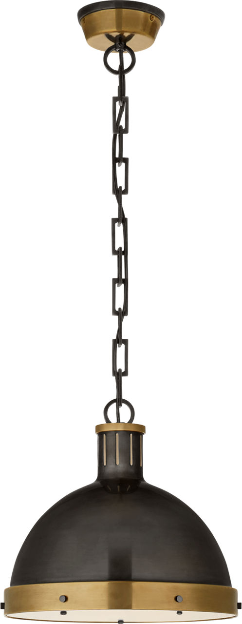 Hicks Large Pendant in Bronze and Hand-Rubbed Antique Brass with Acrylic Diffuser