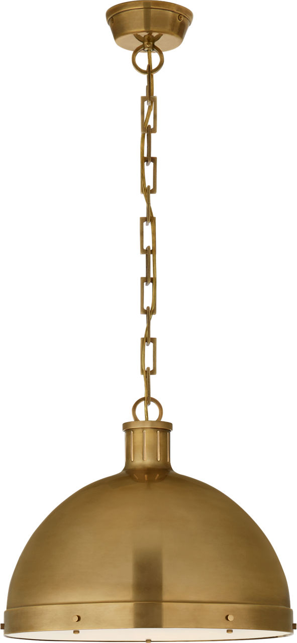Hicks Extra Large Pendant in Hand-Rubbed Antique Brass with Acrylic Diffuser