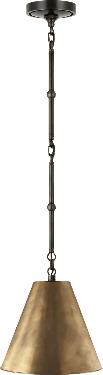 Goodman Petite Hanging Shade in Bronze with Hand-Rubbed Antique Brass Shade
